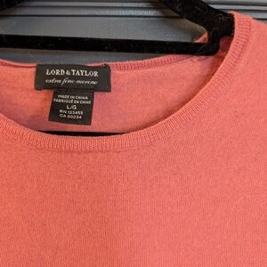 Lord & Taylor Extra Fine Merino Crewneck Sweater - Coral